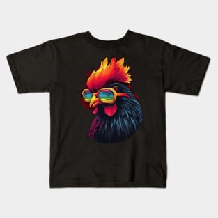 Pop Art Sunglasses Chicken Gifts Funny Chicken Kids T-Shirt